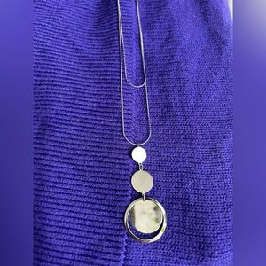 Silver necklace - layered with two circle design